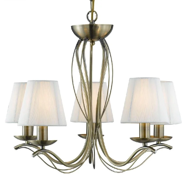 Chandeliers with Color - Changing LEDS for a Dynamic Lighting ExperienceChandeliers with Color - Changing LEDS for a Dynamic Lighting ExperienceAndretti 5 Light Brass Chandelier Cream String Shades