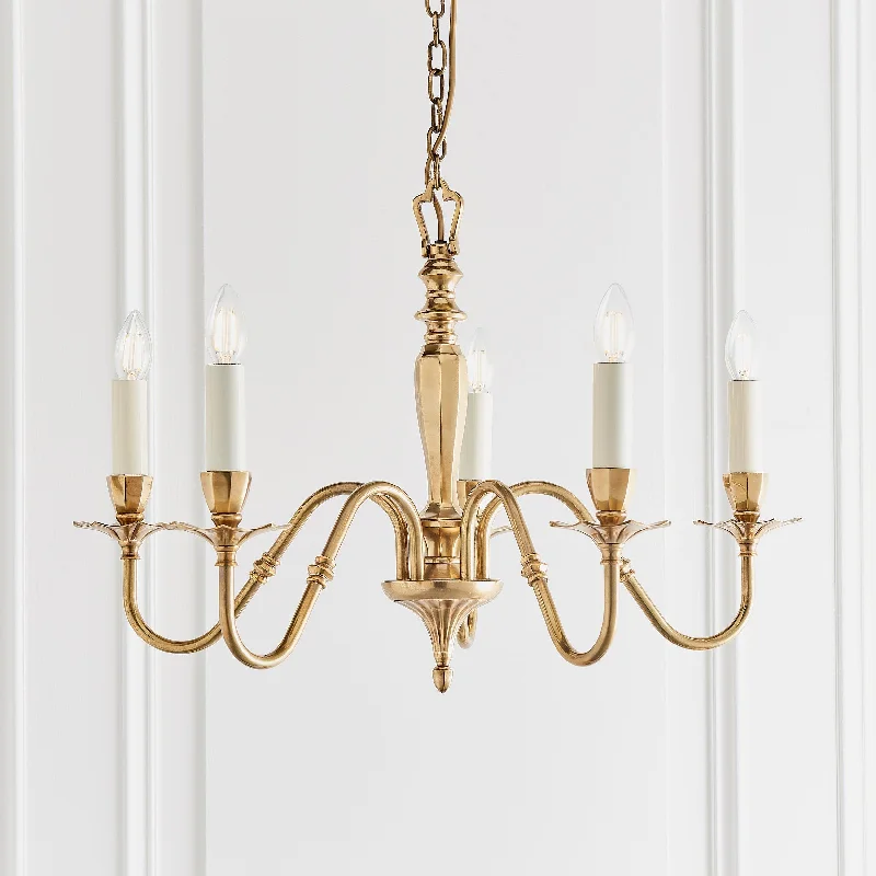 Rustic Chandeliers with Wooden Beams for a Country - Style Dining RoomRustic Chandeliers with Wooden Beams for a Country - Style Dining RoomInteriors 1900 Asquith Solid Brass 5 Light Chandelier