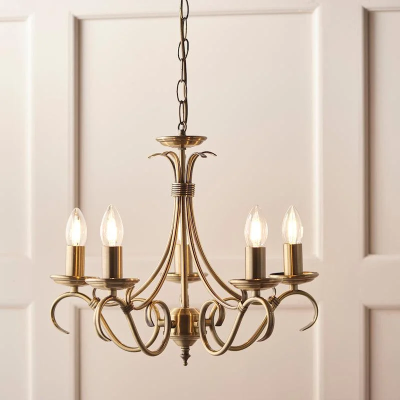 Modern Chandeliers with Simple Geometric Shapes for Contemporary HomesModern Chandeliers with Simple Geometric Shapes for Contemporary HomesEndon Bernice 5 Light Antique Brass Chandelier