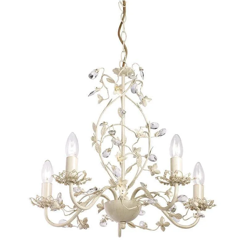 Victorian - Inspired Chandeliers with Intricate MetalworkVictorian - Inspired Chandeliers with Intricate MetalworkEndon Lullaby Cream & Gold Painted 5 Light Chandelier