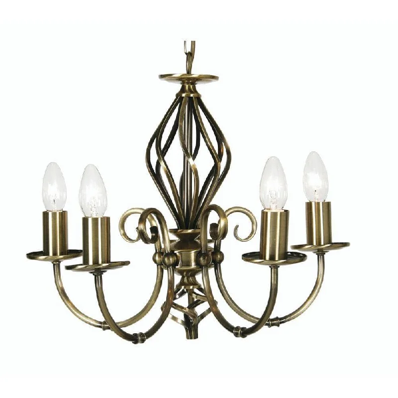 Victorian - Inspired Chandeliers with Intricate MetalworkVictorian - Inspired Chandeliers with Intricate MetalworkOaks Tuscany Antique Brass Finish 5 Light Chandelier