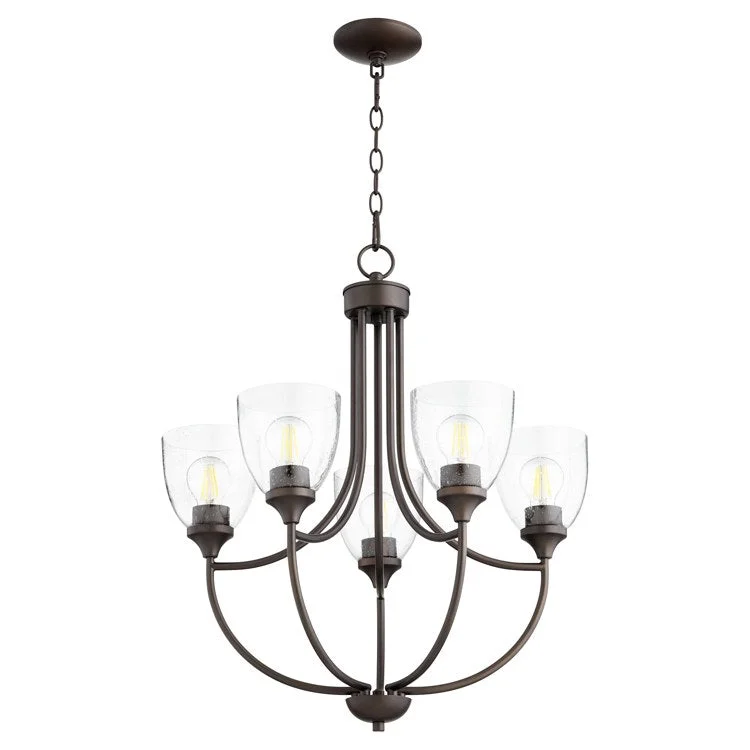 Mini Chandeliers for Smaller Spaces like Powder RoomsMini Chandeliers for Smaller Spaces like Powder RoomsEnclave Five-Light Chandelier with Clear Seeded Glass Shades