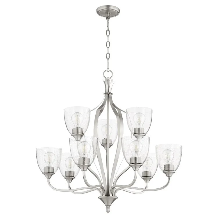 Chandeliers with a Antique Brass Finish for a Timeless LookChandeliers with a Antique Brass Finish for a Timeless LookJardin Nine-Light Chandelier with Clear Seeded Glass Shades