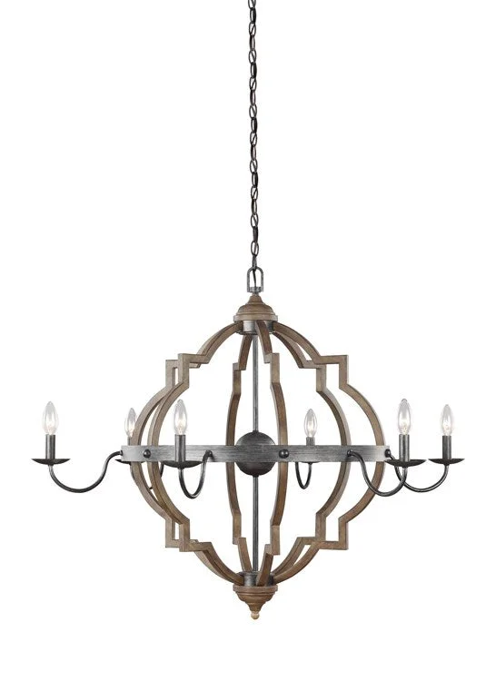 Rustic Chandeliers with Wooden Beams for a Country - Style Dining RoomRustic Chandeliers with Wooden Beams for a Country - Style Dining RoomSocorro Six-Light Chandelier