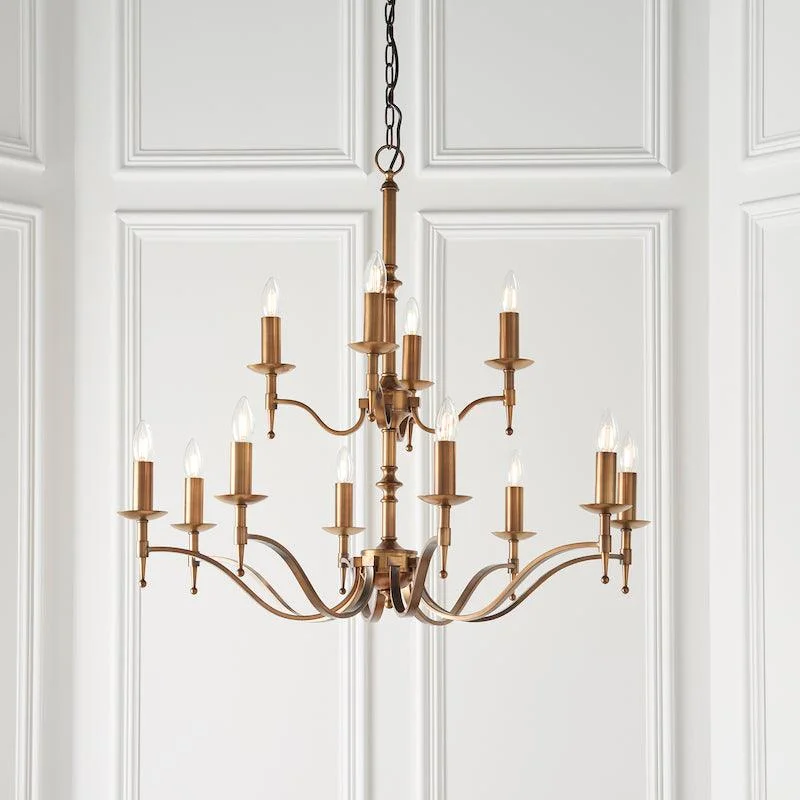 Modern Chandeliers with Simple Geometric Shapes for Contemporary HomesModern Chandeliers with Simple Geometric Shapes for Contemporary HomesStanford 12 Light Antique Brass Finish Chandelier