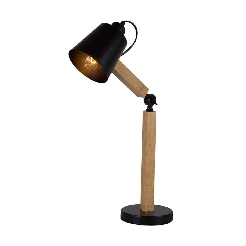 Table Lamps with Adjustable Arms for Directed LightingTable Lamps with Adjustable Arms for Directed LightingBen Wood and Metal Table Lamp Black