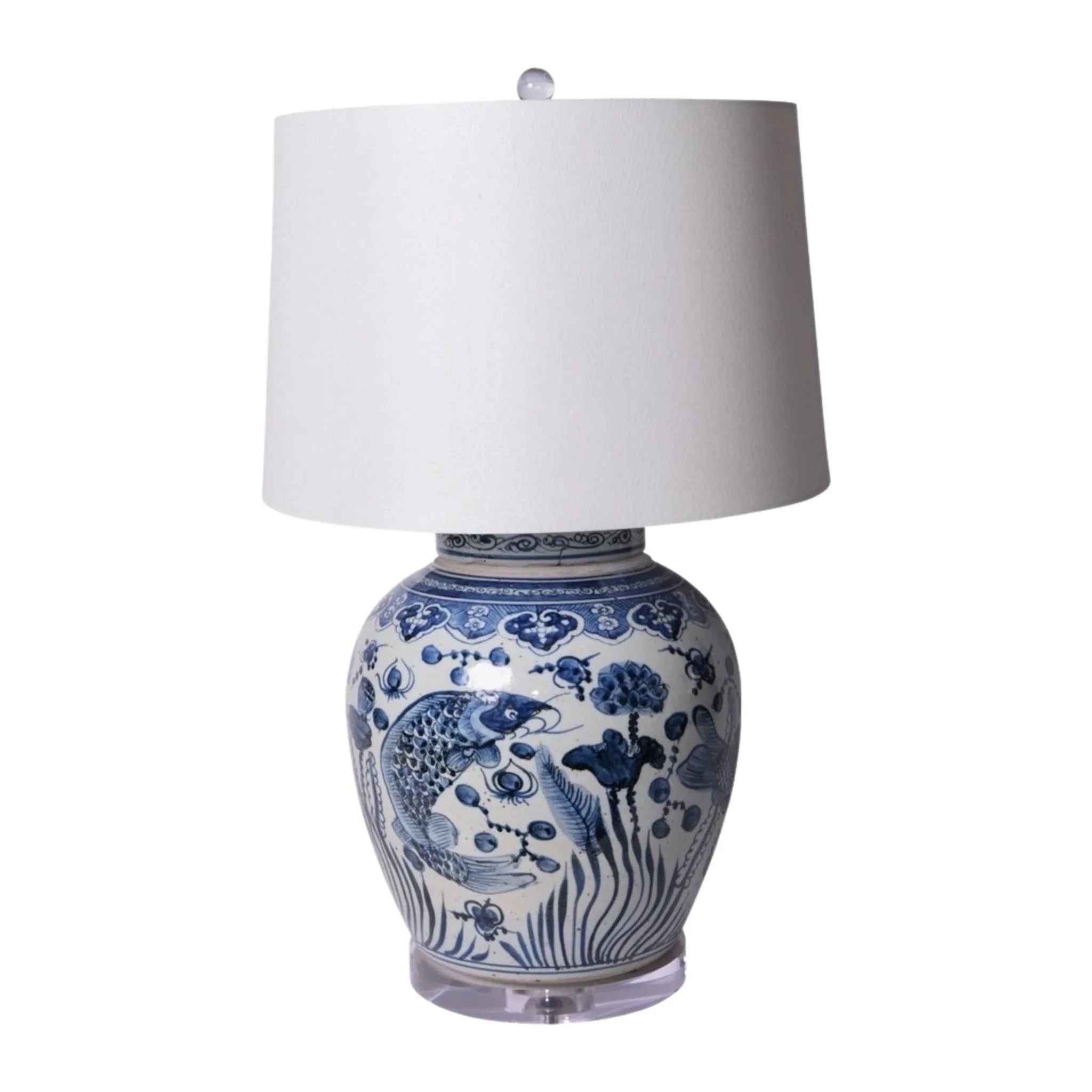 Table Lamps with Storage Compartments for Added FunctionalityTable Lamps with Storage Compartments for Added FunctionalityBlue and White Porcelain Table Lamp With Ancestor Fish Design