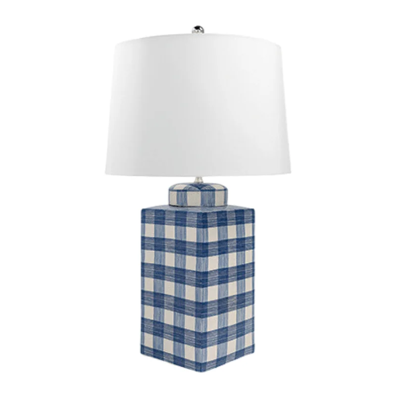 Adjustable Table Lamps for Task Lighting on DesksAdjustable Table Lamps for Task Lighting on DesksBlue Gingham Porcelain Lamp With Shade