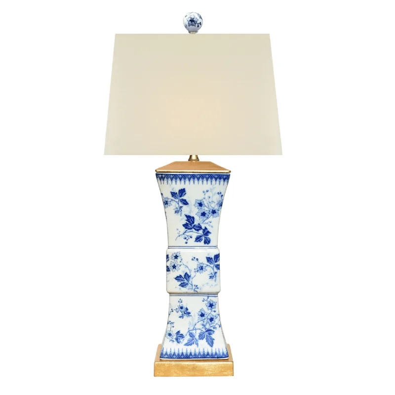 Small Table Lamps for Nightstands in Compact BedroomsSmall Table Lamps for Nightstands in Compact BedroomsBlue & White Porcelain Square Vase Lamp With Gold Leaf Base