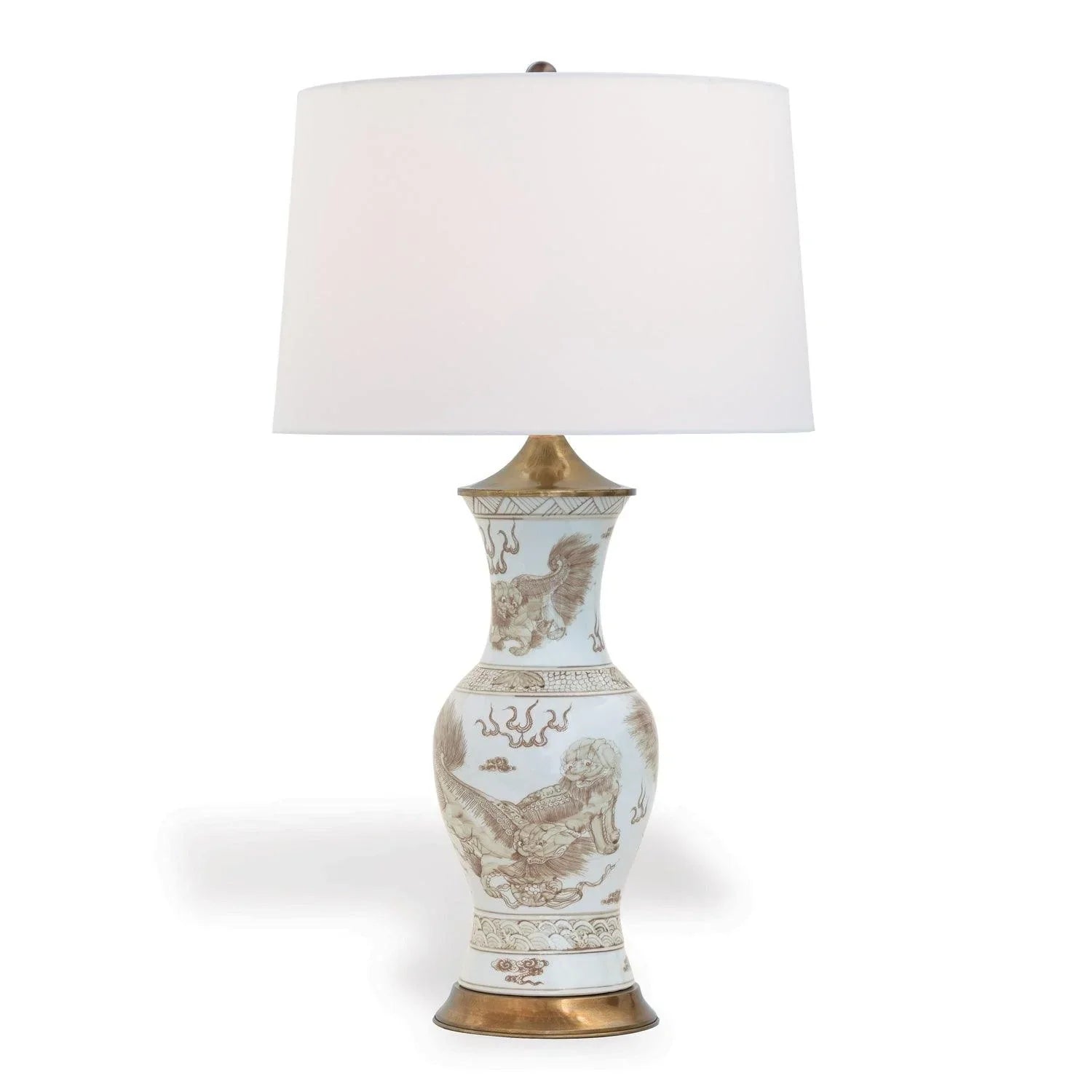 Elegant Table Lamps with Silk Shades for a Traditional BedroomElegant Table Lamps with Silk Shades for a Traditional BedroomBrown and White Foo Dog Hand Painted Porcelain Lamp