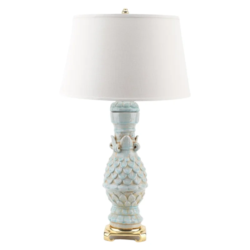 Table Lamps with Touch - Sensitive Controls for Easy OperationTable Lamps with Touch - Sensitive Controls for Easy OperationCeladon Lotus Petal Vase Lamp