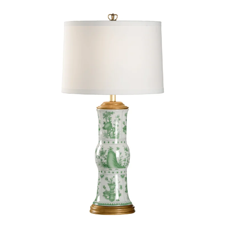 Elegant Table Lamps with Silk Shades for a Traditional BedroomElegant Table Lamps with Silk Shades for a Traditional BedroomHand Painted Green & White Porcelain Vase Lamp