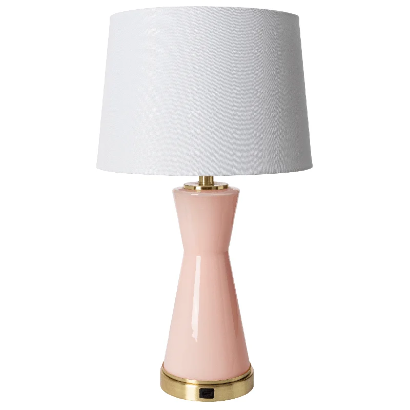 Table Lamps with Adjustable Arms for Directed LightingTable Lamps with Adjustable Arms for Directed LightingPink Painted Glass Table Lamp With White Linen Shade