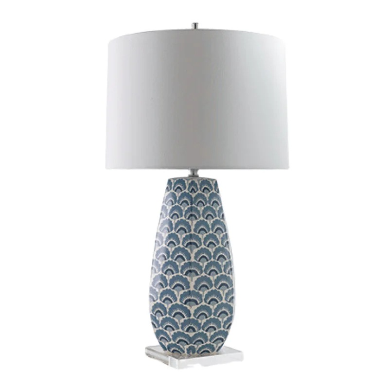 Elegant Table Lamps with Silk Shades for a Traditional BedroomElegant Table Lamps with Silk Shades for a Traditional BedroomPorcelain Hexagon Lamp With Blue Fan Motif & Drum Shade