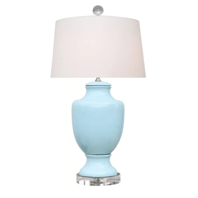 Elegant Table Lamps with Silk Shades for a Traditional BedroomElegant Table Lamps with Silk Shades for a Traditional BedroomWater Color Blue Porcelain Jar Lamp With Crystal Base