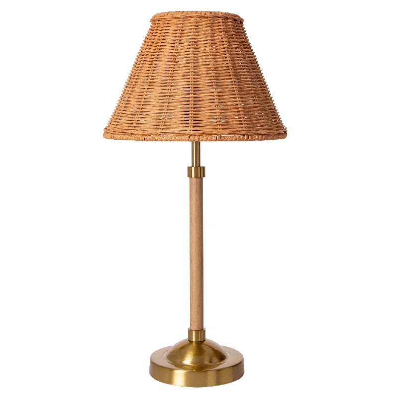 Rustic Table Lamps with Metal Bases for a Country - Style DecorRustic Table Lamps with Metal Bases for a Country - Style DecorWood Finish Table Lamp With Rattan Shade