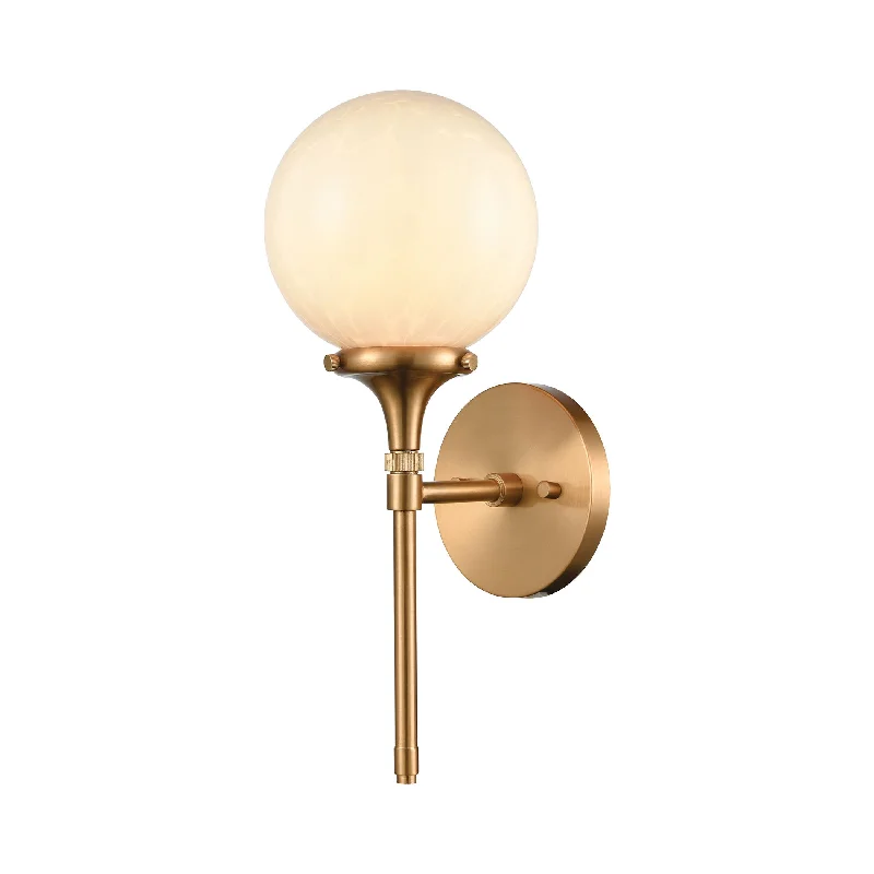 Sconce - Style Wall Lamps for a Classic and Elegant Look in HallwaysSconce - Style Wall Lamps for a Classic and Elegant Look in HallwaysBeverly Hills 1-Light Wall Lamps in Satin Brass with White Feathered Glass by ELK Lighting