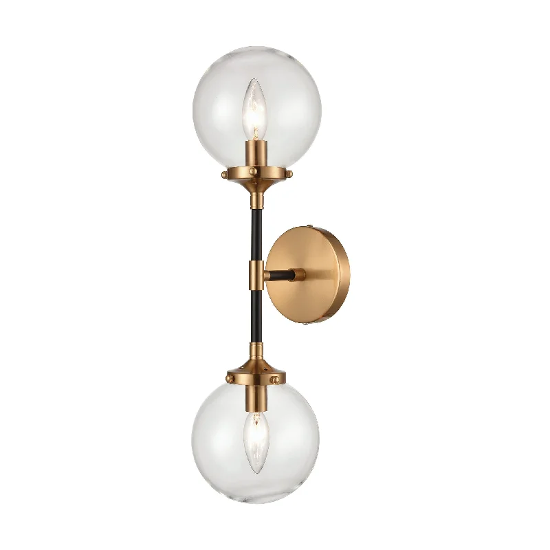 Adjustable Wall Lamps for Task Lighting in BathroomsAdjustable Wall Lamps for Task Lighting in BathroomsBoudreaux 2-Light Wall Lamps in Matte Black and Antique Gold with Clear Glass by ELK Lighting