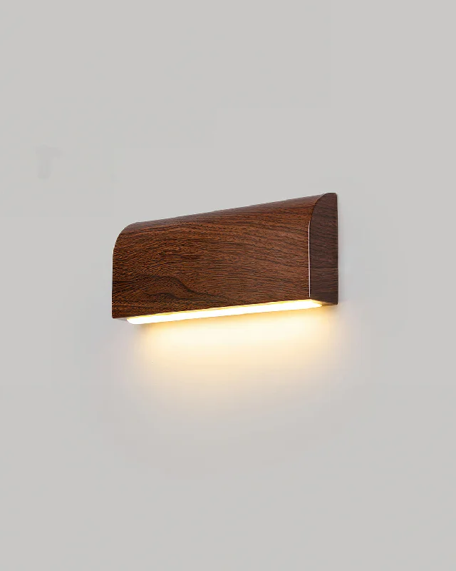 Motion - Sensing Wall Lamps for Hands - Free Illumination in StairwaysMotion - Sensing Wall Lamps for Hands - Free Illumination in StairwaysDesigner Inspired Nordic Woodgrain Sconce